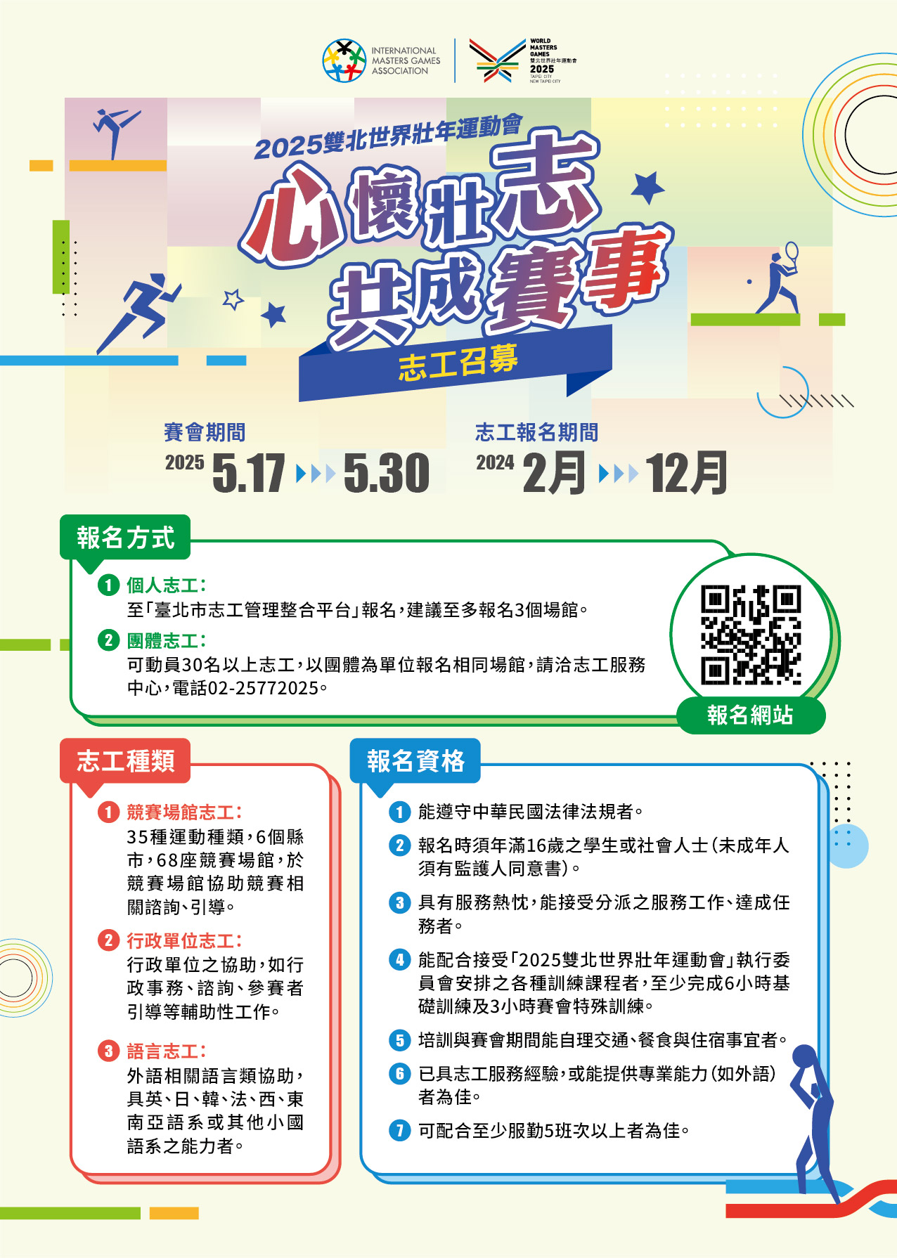 2025雙北世界壯年運動會志工召募宣導海報